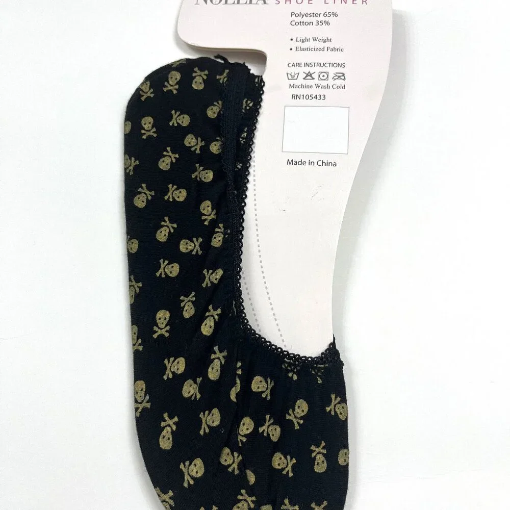 Socks - No Show - Shoe Liner - Footies - Skull & Crossbones - NWT